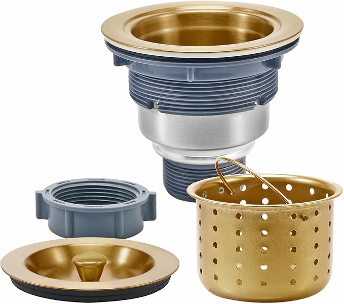 KONE 3-1/2 Inch Brass Sink Drain, Durable Stainless Steel Brass Kitchen Sink