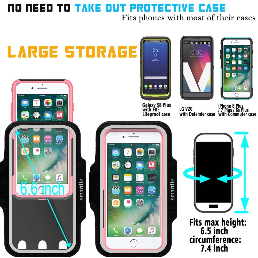 Arm Phone Holder for Running, Armband Cellphone for iPhone 15 14 13 12 11 Pro Max/XR/8 7 6s Plus, for Galaxy A/S/Note Up to 6.9’’, for Exercise Gym Fitness Sports Gear-Black
