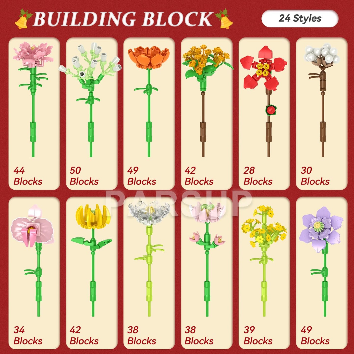 Christmas Advent Calendar 2025, Flower Building Blocks, 24 Days Countdown Calendar Toys, Building Brick Toys Party Favors, Xmas Gifts
