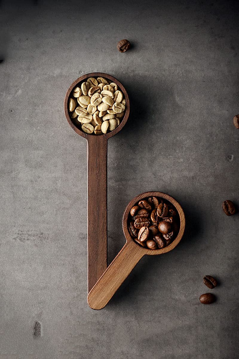 Coffee Spoons, Wooden Tablespoon Scoop, Wooden Coffee Ground Spoon, Measuring for Ground Beans or tea, Soup Cooking Mixing Stirrer Kitchen Tools Utensils, 1 Wooden Tea Scoop (Walnut Wooden 3.86 in）