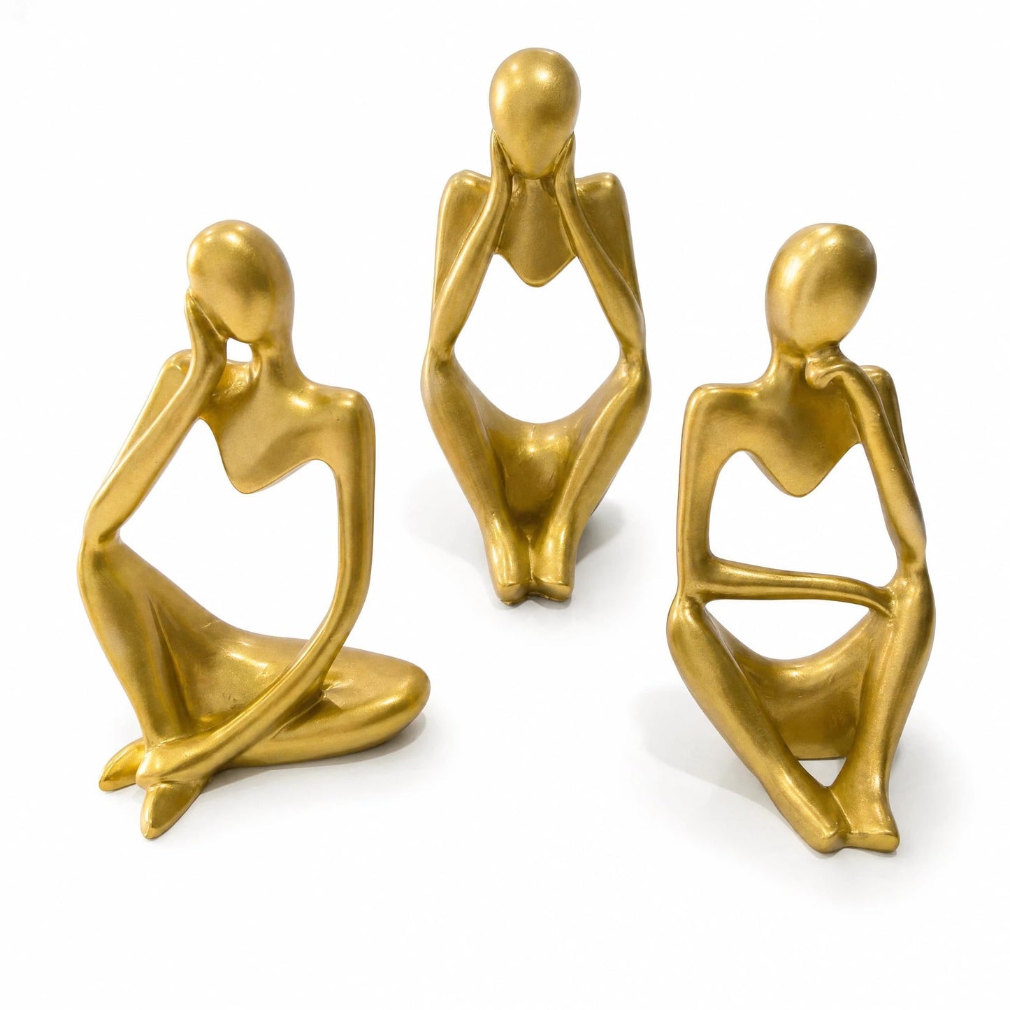 GJFASGF Gold Thinker Statue Set of 3 - Abstract Resin Figurines for Home Decor, Modern Art Sculpture for Office Desk, Bookshelf, Living Room, Minimalist Tabletop Decoration (5 inches)