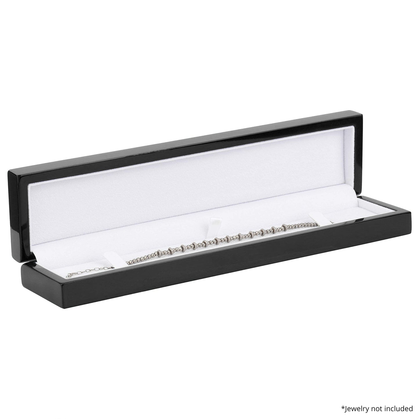 Noble Piano Wood Bracelet Box - Luxury Bracelet Gift Box - Jewelry Gift Box for Bracelet - Comes with Two Piece Packer and Ribbon (Black)