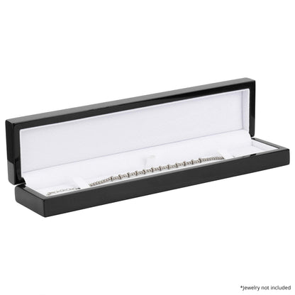 Noble Piano Wood Bracelet Box - Luxury Bracelet Gift Box - Jewelry Gift Box for Bracelet - Comes with Two Piece Packer and Ribbon (Black)