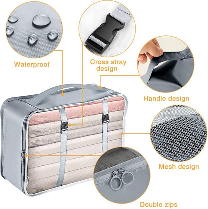 Packing Cubes for Suitcase - GEEDIAR 11 PCS Packing Cubes Travel Luggage Organizers Bag Waterproof Travel Essentials Bag Clothes Shoes Storage Bags（Grey）