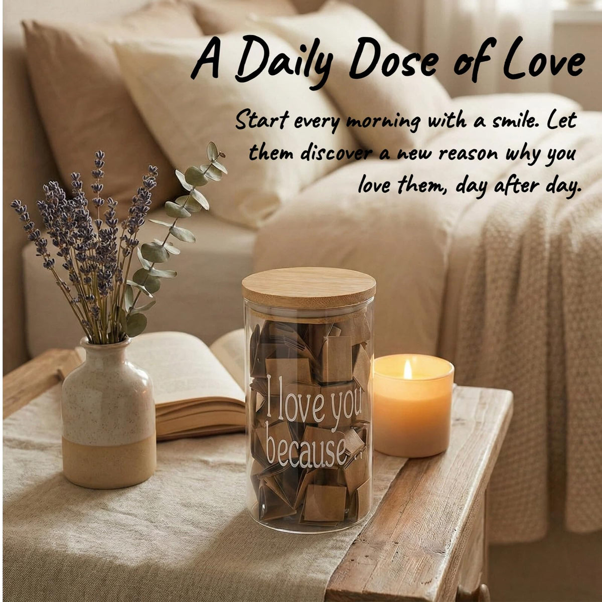 IEEGODA I Love You Jar with 100 Blank Love Notes, What I Love About You Memory Jar Gift, Mother’s Day Anniversary Birthday Present for Mom Boyfriend Girlfriend Family Friends (#1)