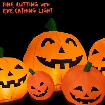 TechKen Halloween Inflatables 8FT Long Inflatable Pumpkins with Built-in LEDs - Outdoor Yard Decorations for Harvest and Halloween Party, Garden, Lawn - Fun Halloween Decors Harvest Giant Pumpkins