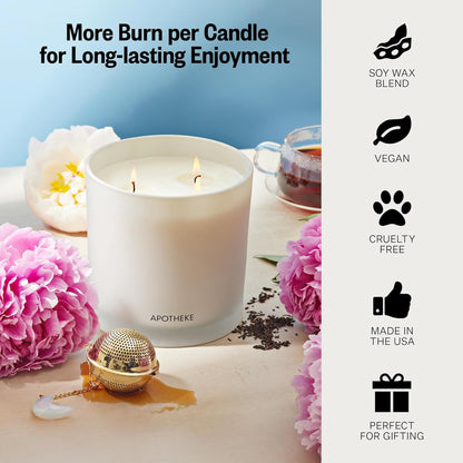 Apotheke 3-Wick Scented Candles for Home, Earl Grey Bitters - 26 oz Soy Wax Aromatherapy Jar Candle Gift for Women - Long-Lasting Fragrance with Perfume-Grade Essential Oils - Bergamot, Peony & Lemon