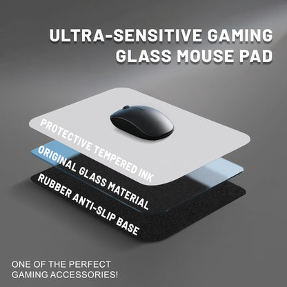 BoBliss Glass Gaming Mouse Pad-15.7"x 11.8",Ultra-Smooth Gaming and Office Mousepad-Professional-Grade Esports Mouse pad,Non-Slip Base with Noise-reducing Pads,White.