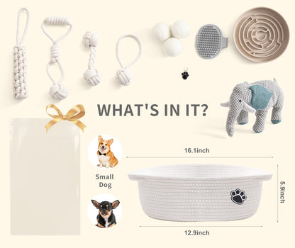 Wanapure Dog Gift Basket – Puppy Starter Kit, Welcome New Puppy Gift Basket with Interactive Toys Bundle, Perfect Dog Birthday Set with Chew Toys, Pet Essentials for New Owners