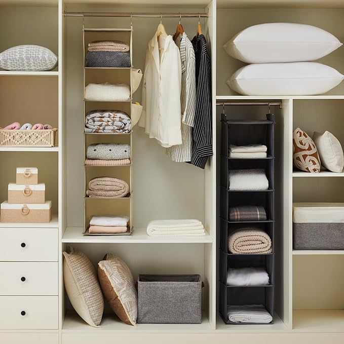 YOUDENOVA Hanging Closet Organizer, 6-Shelf Closet Hanging Storage Shelves