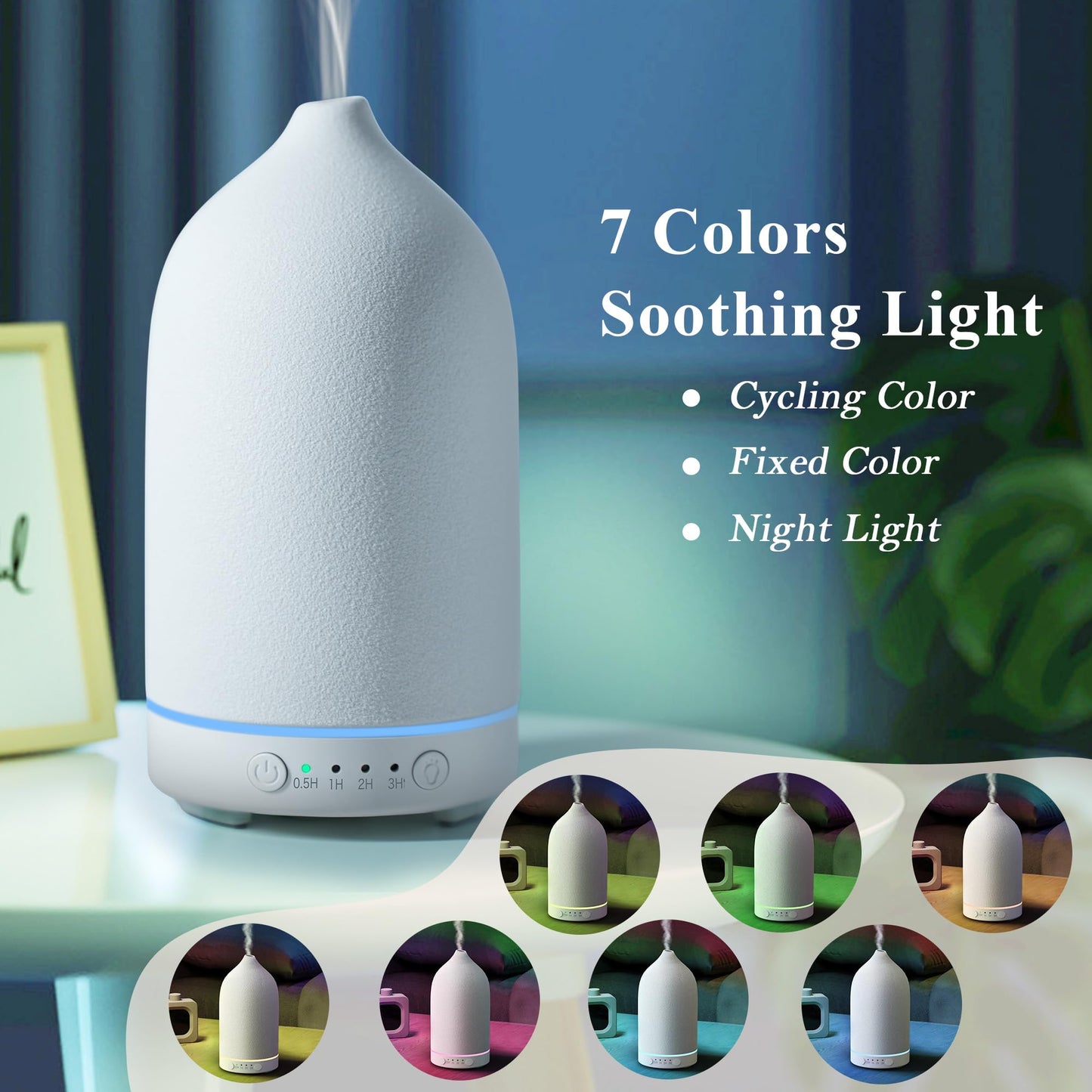 Diffuserlove Ceramic Essential Oil Diffuser 160ML Aromatherapy Diffuser for Home Bedroom Room Cool Mist Humidifier Stone Air Diffusers (Size:6.8" H x 3.6" W)