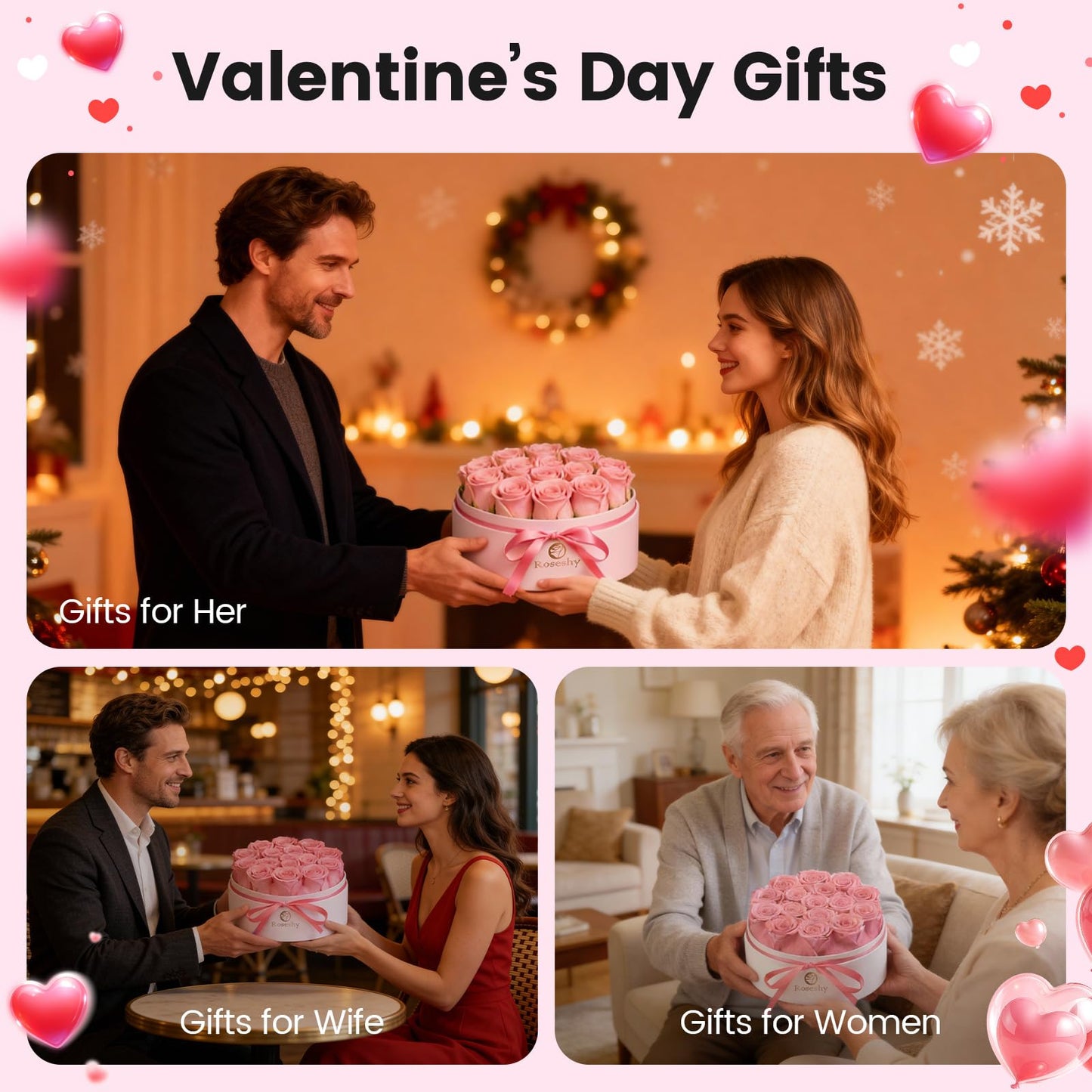 Valentines Day Flowers Roses Gifts for Her,16pcs Red Forever Preserved Roses in Heart Shape Gift Box,Valentines Day Delivery Prime Gifts-Roses Gifts for Women,Mom.
