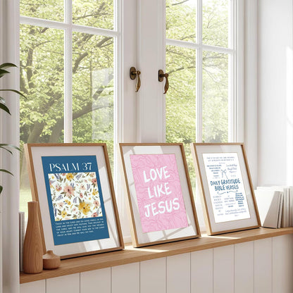 Pink Blue Christian Wall Art Set of 6, Preppy Bow Bible Verse Canvas Posters, Floral Scripture Wall Decor Pictures Jesus Religious Painting Trendy Prints for Girls Bedroom Dorm 8x10in Unframed