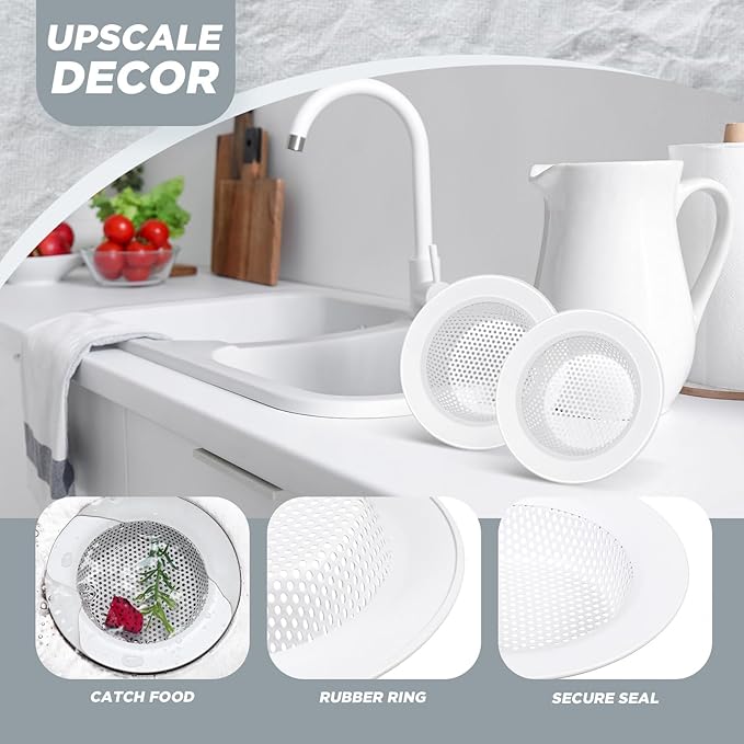 Retisee 2 Pcs Sink Strainer Stainless Steel Kitchen Sink Drain Strainer Basket