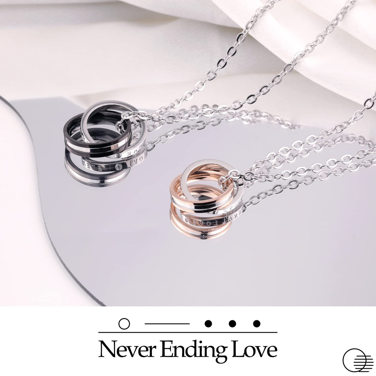 Feraco His Hers Matching Set Necklace For Couples, Titanium Stainless Steel Promise Love Pendant Necklaces, Jewelry Gifts for Girlfriend Boyfriend