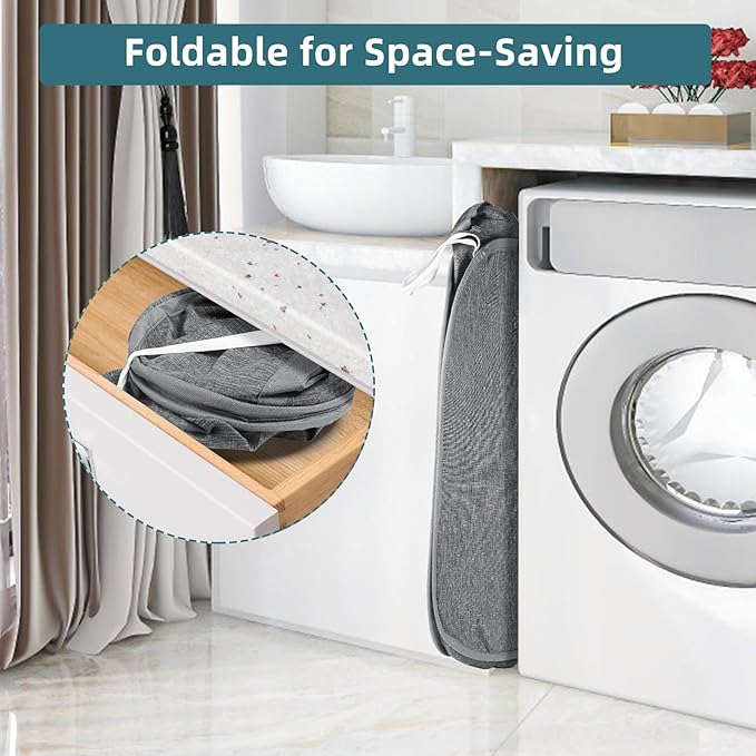 2 Pcs Collapsible Laundry Baskets, Tear Proof Pop Up Hamper
