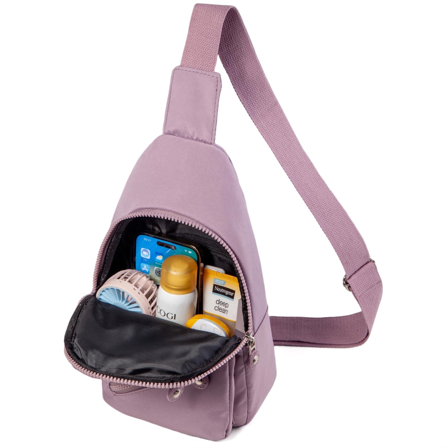 Small Sling Backpack Crossbody Sling Bag for Women, Chest Bag Daypack Fanny Pack Cross Body Bag for Outdoors Hiking Traveling - Black