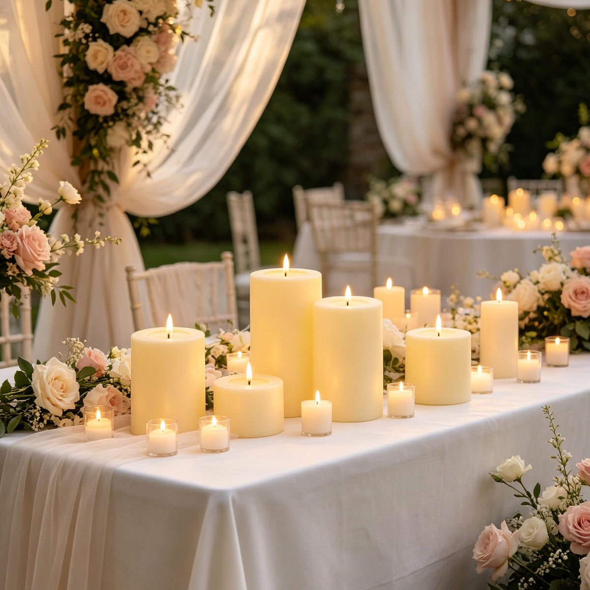 kakoya 5 Pack Flickering Flameless LED Candles with Remote,D3 x H3/4"/5"/6"/7" Battery Operated Pillar Candles Only Need 1 AA Battery Each for Home Wedding Holiday Decor,Ivory