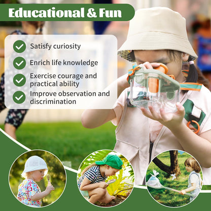 Kids Adventurer's Nature Explorer Set,Featuring Butterfly Net, Bug Catcher, Binoculars, Explorer Vest & Hat, Magnifying Glass and LED Flashlight. Perfect Educational Outdoor Gift for Ages 3+
