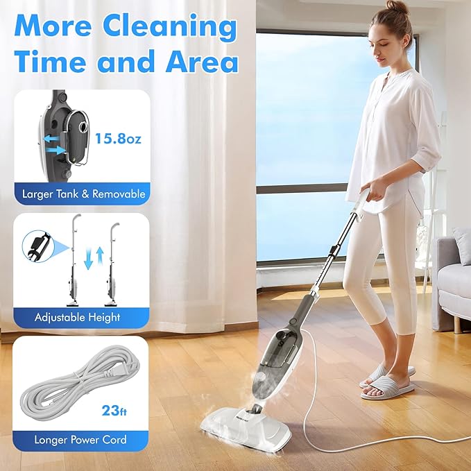 Steam Mop - All-in-one Powerful Handheld Steam Cleaner Detachable Floor Steamer
