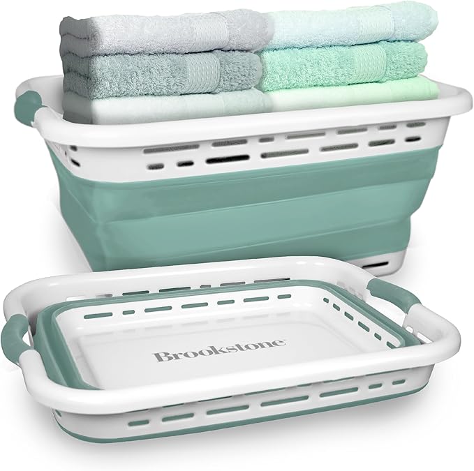 BROOKSTONE 11 GALLON XL 24" Collapsible Laundry Basket & Clothes Hamper