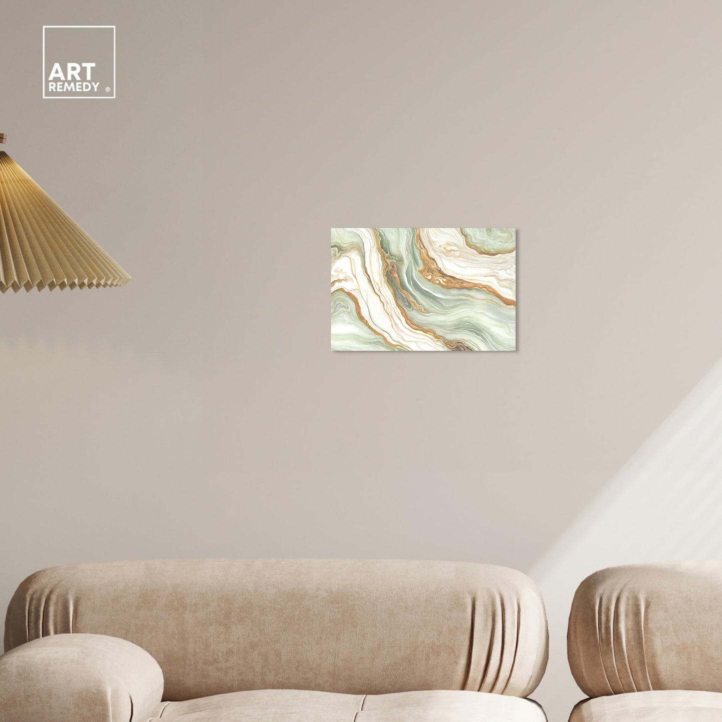 Art Remedy Green And Gold Gallery Wrapped Mineral, Agate & Geode 1 Piece Canvas Wall Art, 15" x 10", Gallery Wrapped