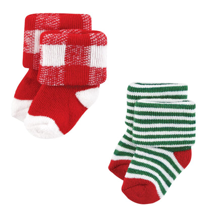 Hudson Baby Girls Unisex Cotton Rich Newborn And Terry Socks, 12 Days Of Christmas Santa, 12-24 Months, 12 Days Of Christmas Santa, 12-24 Months US