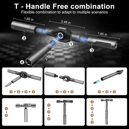 24 in 1 Magnetic Screwdriver Set, Ratchet Mini Screwdriver Set with Multi Bits, Portable Screwdriver Sets Detachable T Handle with Storage Case Repair Tool Kit for Furniture Computer Bicycle or DIY