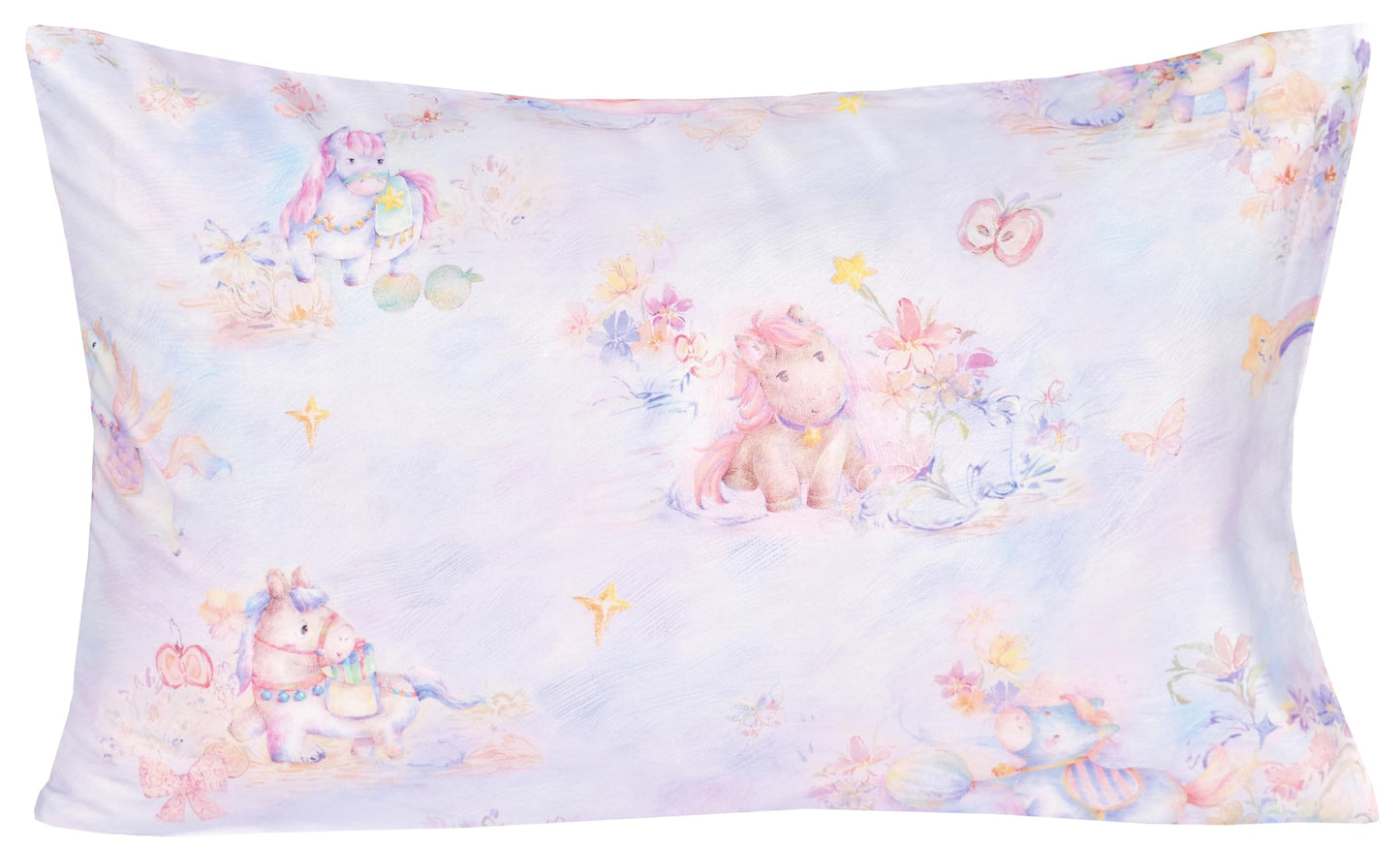 Scientific Sleep Pastel Unicorn Pony Horse Flower Fairy Tale Cute Adorable 100% Cotton Bed Sheet Set Kids Boys Girls Teen, Flat Sheet & Fitted Sheet & Pillowcase Bedding Set (Pretty Pony, Full)