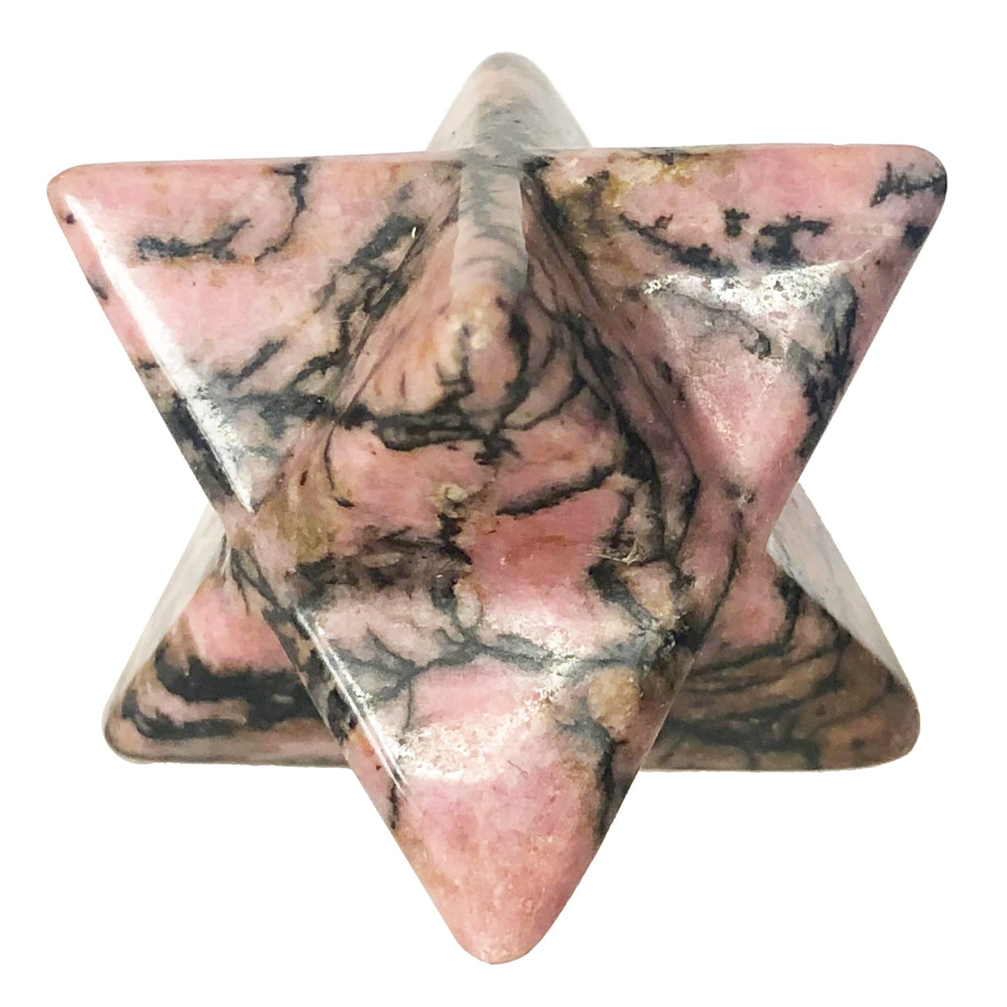 Fekuar Rhodonite Crystal Merkaba Star for Healing Reiki Spiritual Divine Therapy Energy, Pocket Stone Eight-Pointed Stars 1"(25mm)