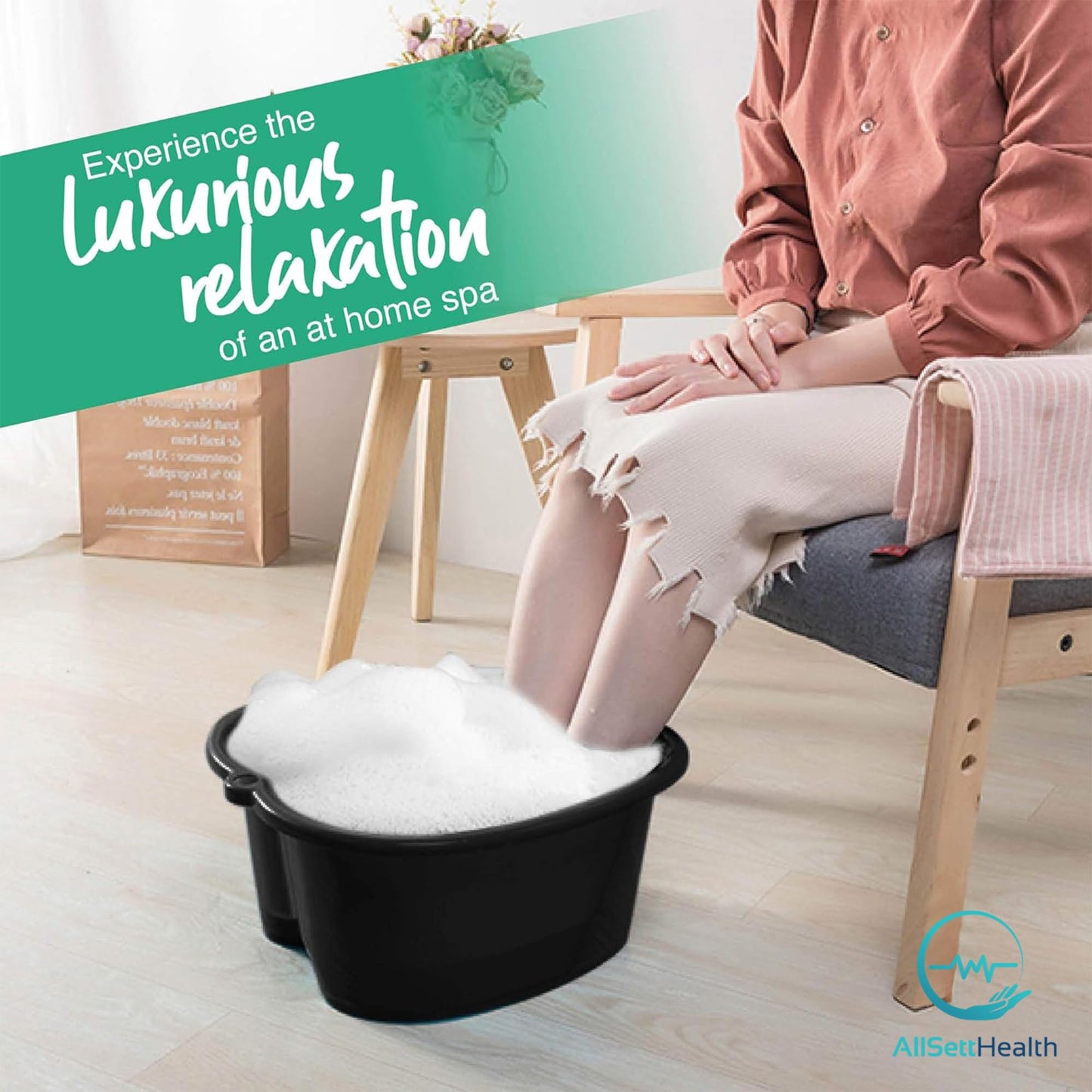 Foot Soaking Bath Basin – Large Size for Soaking Feet | Pedicure and Massager Tub for at Home Spa Treatment | Callus, Fungus, Dead Skin Remover, Blue