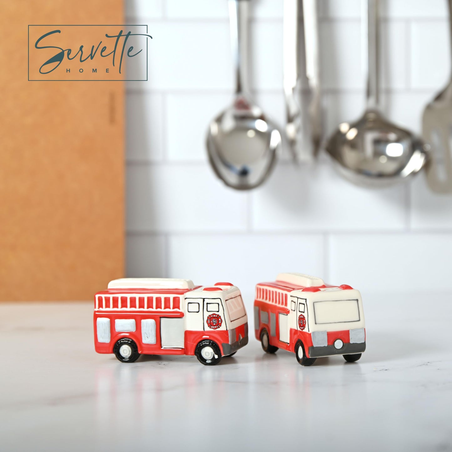 Novelty Ceramic Salt and Pepper Shaker - Firetruck