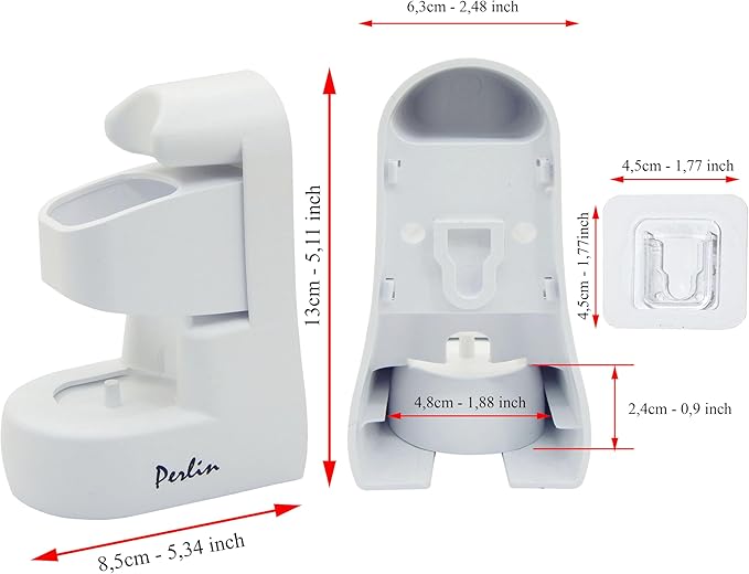 Perlin Electric Toothbrush Holder Wall Mounted No Drilling Self Adhesive