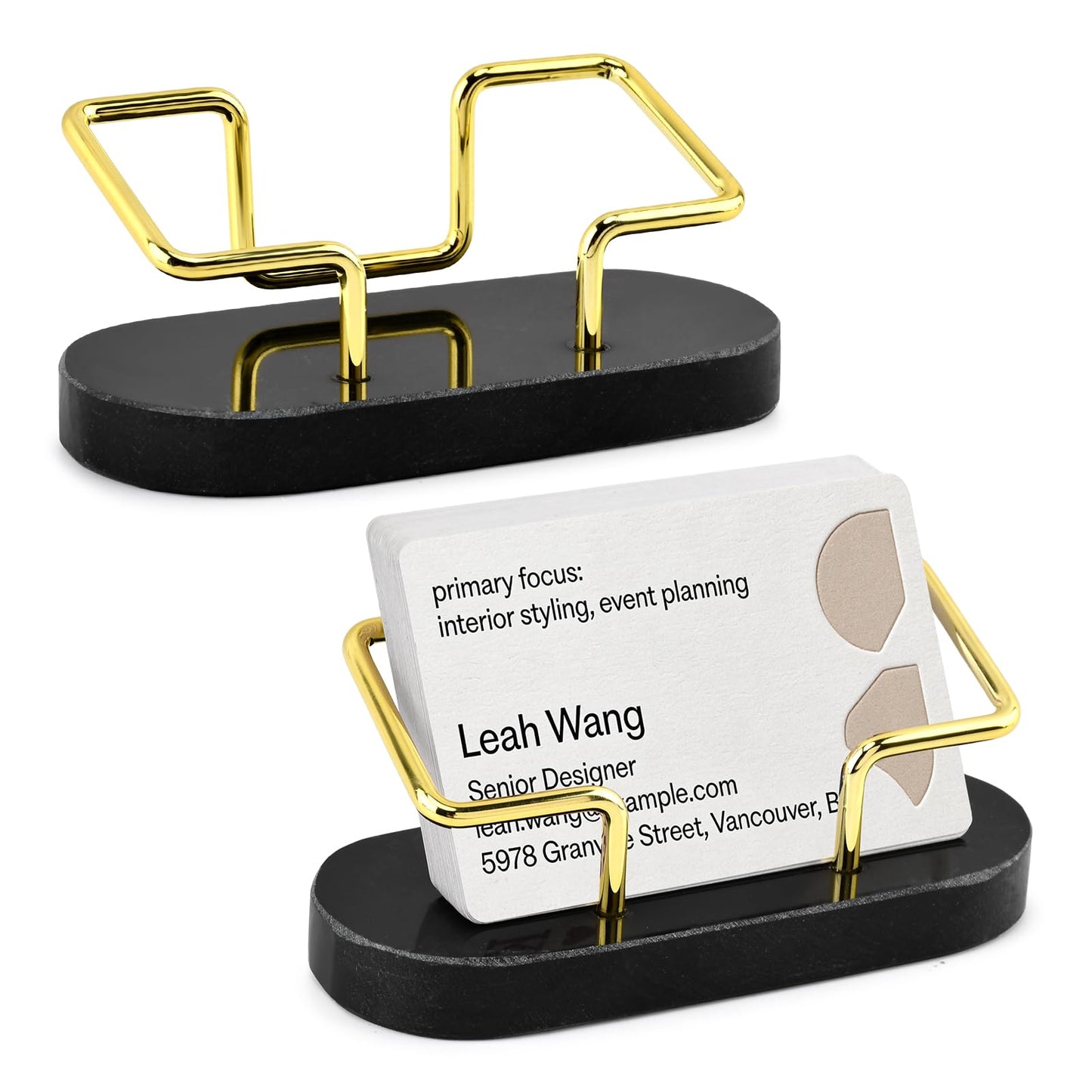 Zornaveli Marble Business Card Holder, 2 Pack Modern Business Card Display Stand for Desk, Gift Cards Organizer for Office, Reception, Desktop
