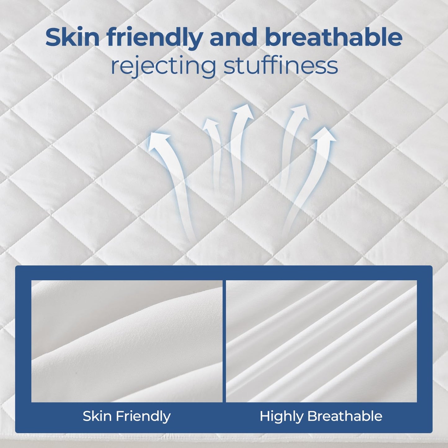 EXRUBY Twin Waterproof Mattress Protector - 100GSM Quilted Diamond Pad - 8-20" Deep Pocket Fitted Cover - Ideal for Kids & College Dorm Essentials - Noiseless