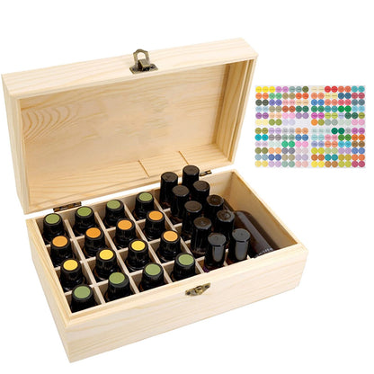 RoseFlower Wooden Portable Essential Oil Storage Box Home Fragrance Carrier Case, Holds 36 Bottles for 10, 15, 20, 50ml - Aromatherapy Organizer Nail Polish Fragrance Container - Keep Your Oils Safe