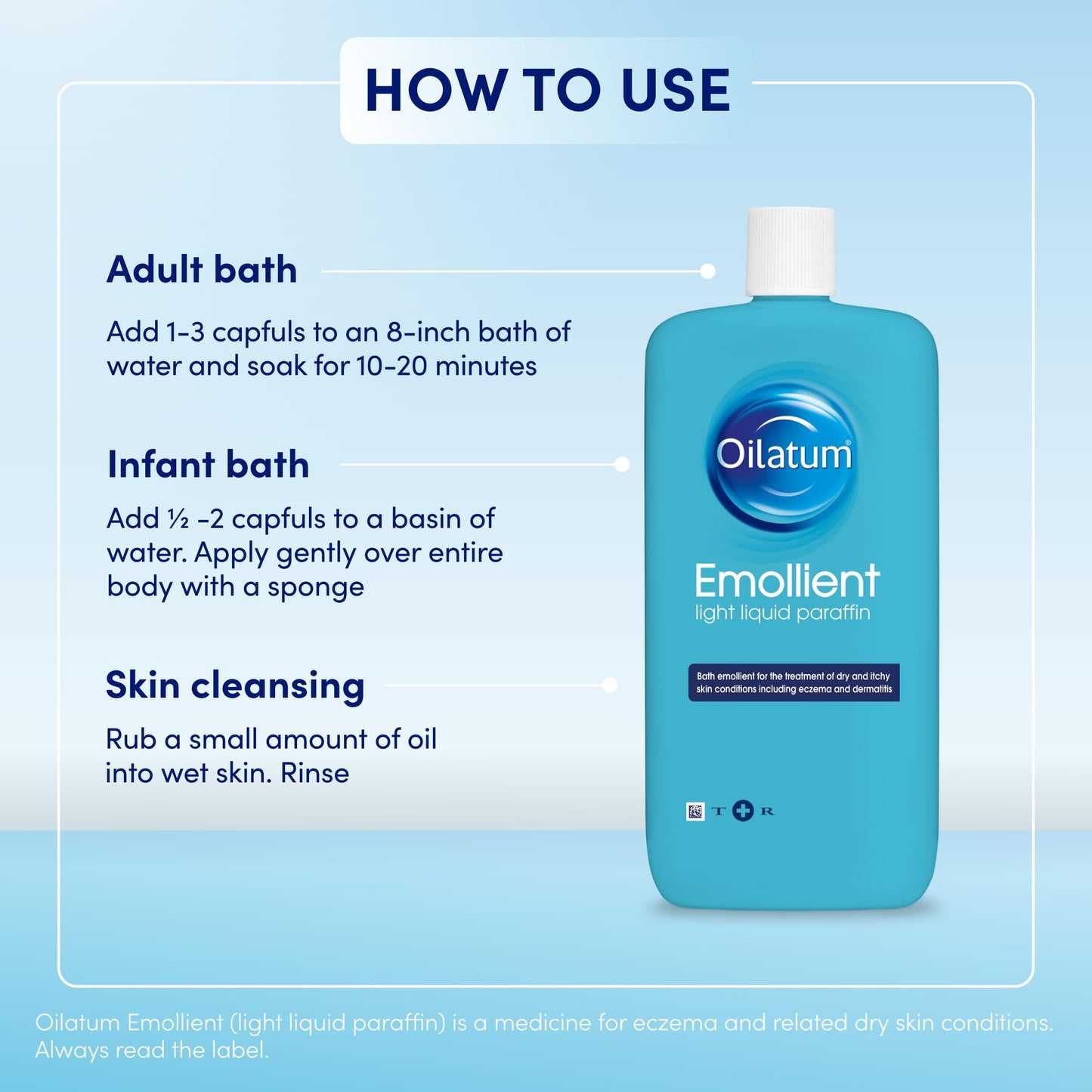 Oilatum Emollient Bath Liquid for Eczema, Psoriasis and Dry Skin Conditions, Soothing Formula for Sensitive Skin, Hydrating Relief for Itchy, Irritated Skin, 1 x 500ml