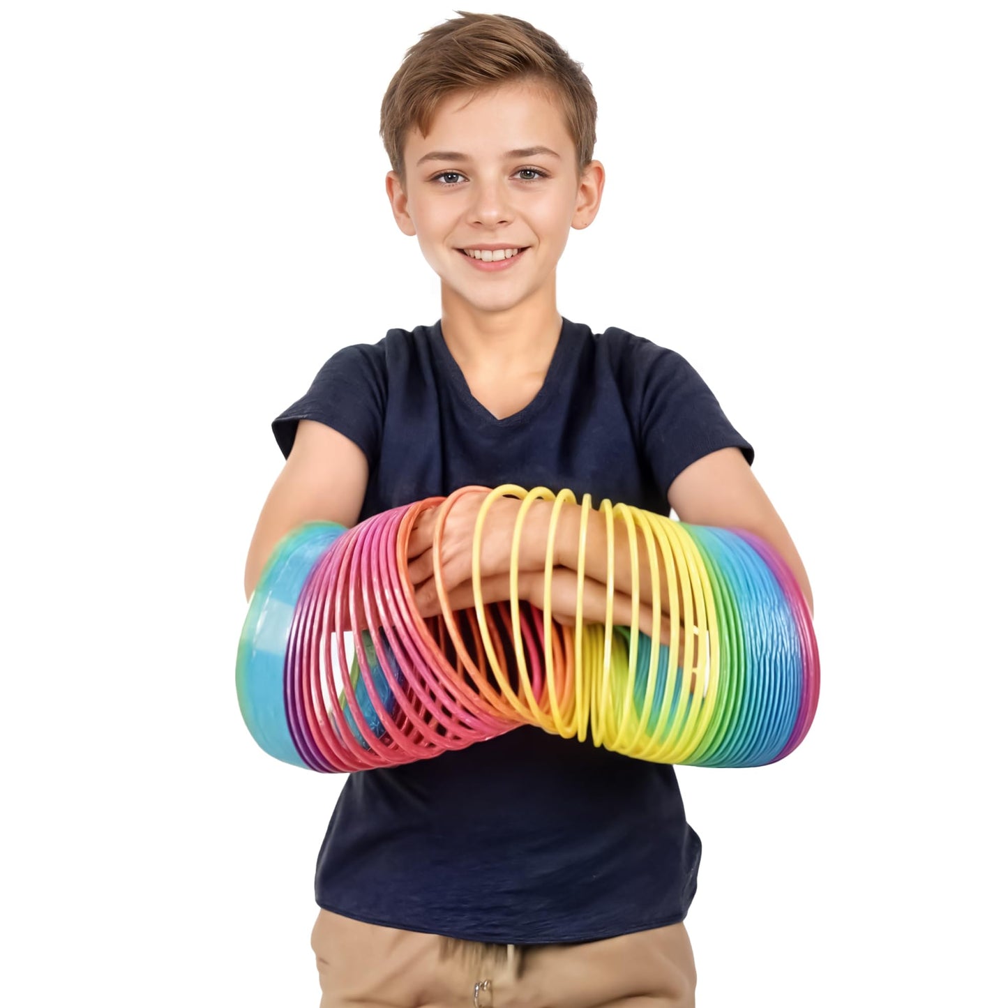 Liberty Imports 6" Jumbo Rainbow Coil Spring - Giant Classic Novelty Toy, Big Fun Large Magic Walking Magic Spring for Fidget and Stress Relief - Great Gift for Kids, Adults (Round)