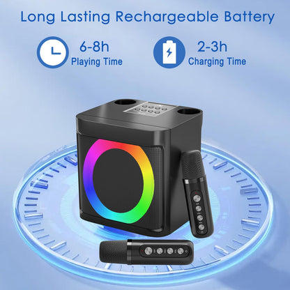 Karaoke Machine for Kids Adults - Portable Bluetooth Speaker with 2 Wireless Microphones, Singing Machine for Home Party, Birthday Gifts for Girls Boys Ages 4, 5, 6, 7, 8, 9, 10, 11, 12+ Years Old