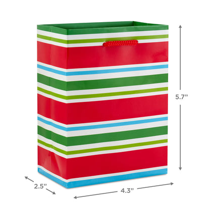 Hallmark Image Arts 5" Small Christmas Gift Bag Bundle (10 Bags: Santa, Plaid, Stripes, Penguin) for Kids, Coworkers, Gift Cards, Party Favors