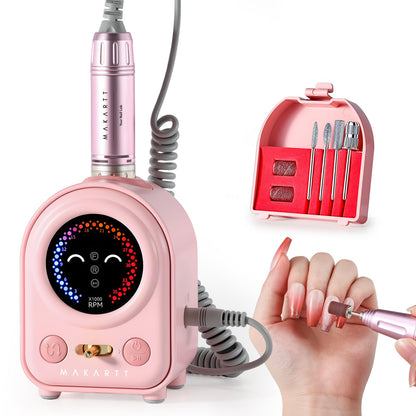 Makartt Electric Nail Drill - 35000RPM Rechargeable Efile with Coreless Motor, Nouvella Portable Nail Filer Machine for Acrylic Gel Removal with Drill Bits Set, Black