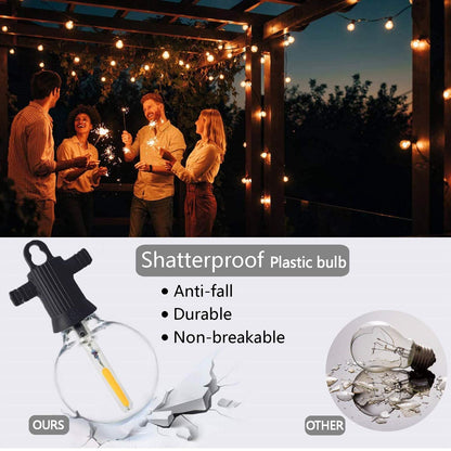 ZOTOYI LED Outdoor String Lights Mains Powered, 50Ft Waterproof IP65 Garden String Lights, 25+2 G40 Globe Bulbs(2 Spare), Shatterproof Festoon Lights for Outside Bistro Backyard Party Cafe