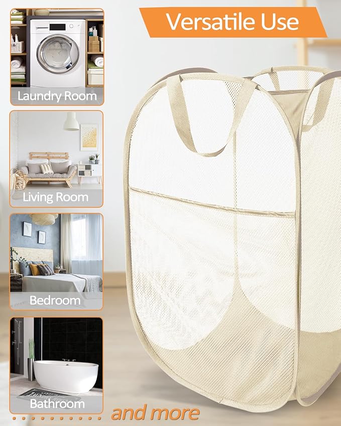 2 Pcs Durable Collapsible Laundry Baskets