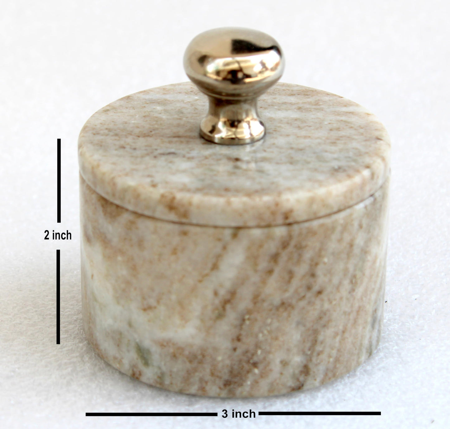 KLEO Marble Salt and Spice Holder with Lid | Small Container (2x3in) | Stone Salt Box/Canister for Kitchen and Dining | Saunf Holder (Beige)