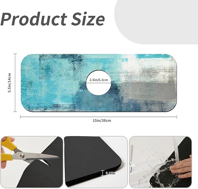 Kitchen Sink Splash Guard，Blue ocean Faucet Mat Sink Gadgets-Super Absorbent