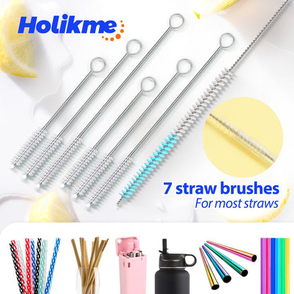 Holikme Bottle Brush Tube Cleaning Lab Set with Long Handle, Cup Cleaner for Washing Narrow Neck Beer Wine Decanter Pipes Lids Sinks Cap Covers, Green