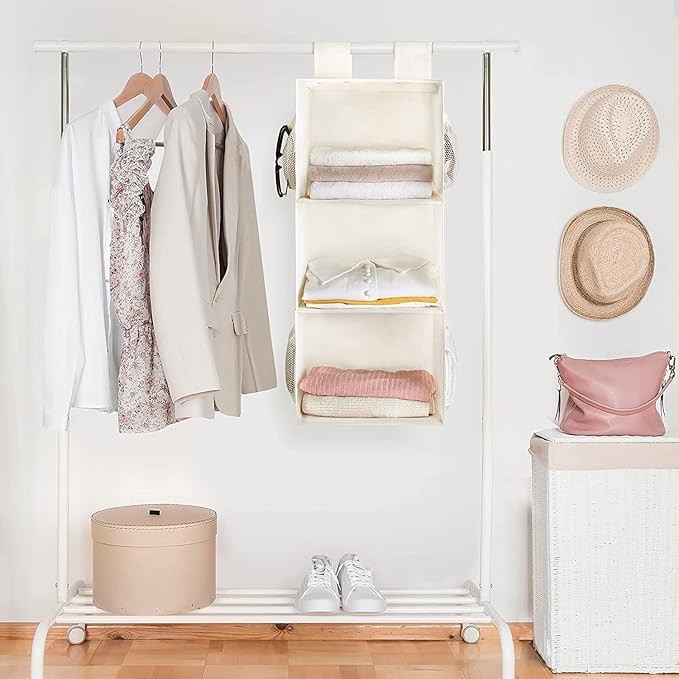 MAX Houser 3-Shelf Hanging Closet Organizers, Collapsible Closet Hanging Shelves