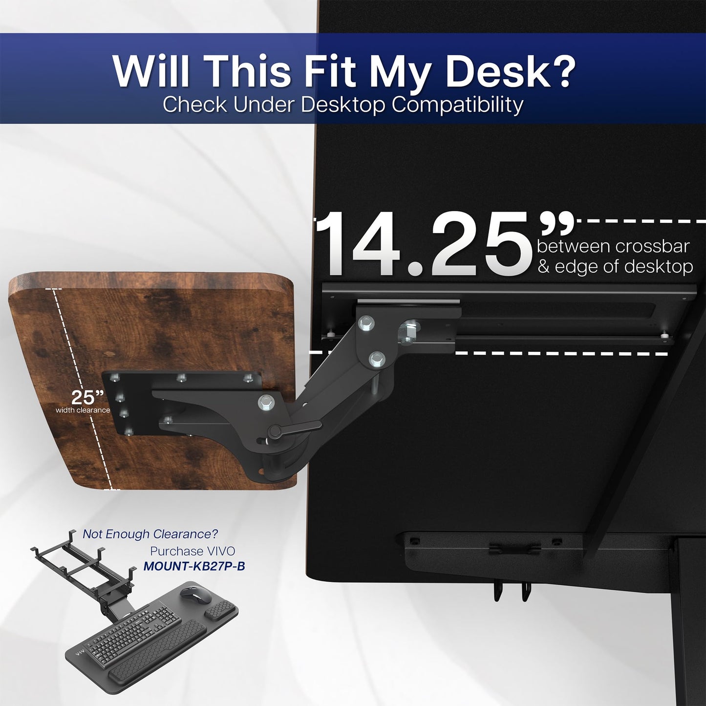 VIVO Adjustable Computer Keyboard & Mouse Platform Tray Ergonomic Under Table Desk Mount Drawer Underdesk Shelf (MOUNT-KB03B)