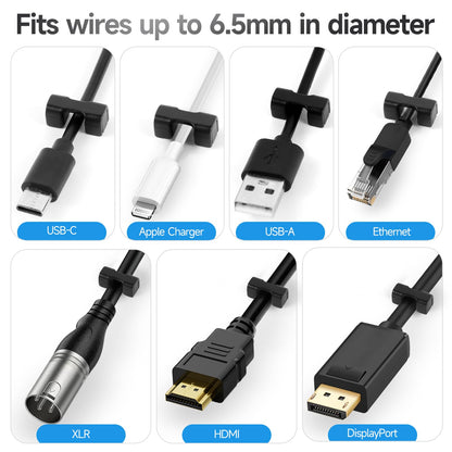 10 Pack Magnetic Cord Organizer Holder, Cable Clips - Strong Magnet Wire Management for Desk, Under Desk, Nightstand, Office, Car, Kitchen, Adjustable