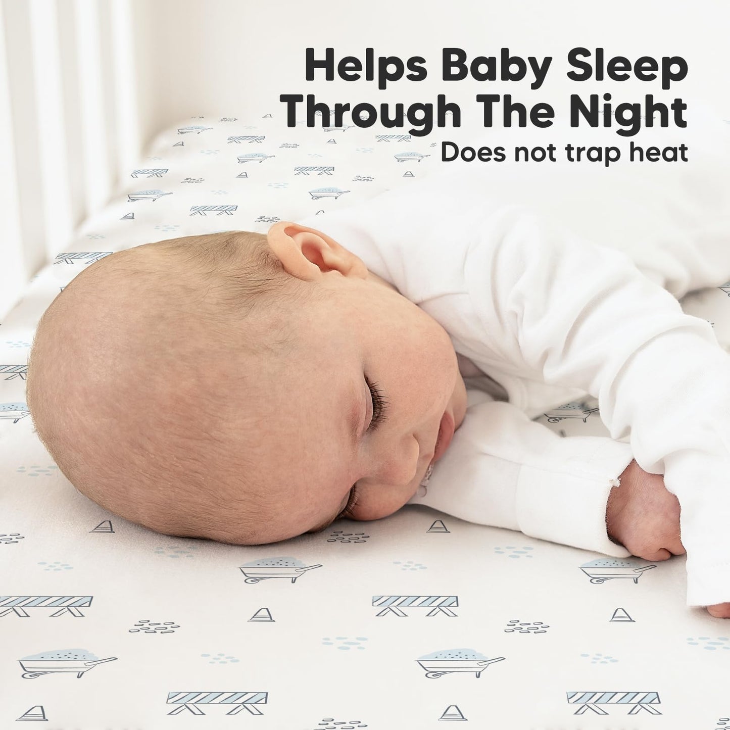 KeaBabies 2-Pack Organic Cotton Crib Sheets for Boys, Girls - 52x28 Fitted Crib Mattress Sheet Neutral, Breathable Cover for Baby Bed Set, Toddler Mattress, Soft & Cute Prints (Excavation)
